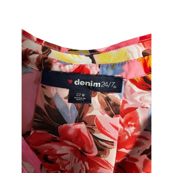 Denim & Co. Multicolored 3/4 Sleeves V-Neck Size 22W Officecore Fairy Whimsical - Picture 8 of 10